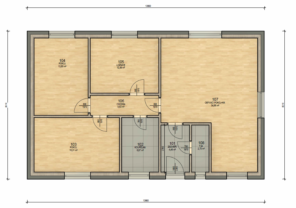 Plán domu BUNGALOV 96