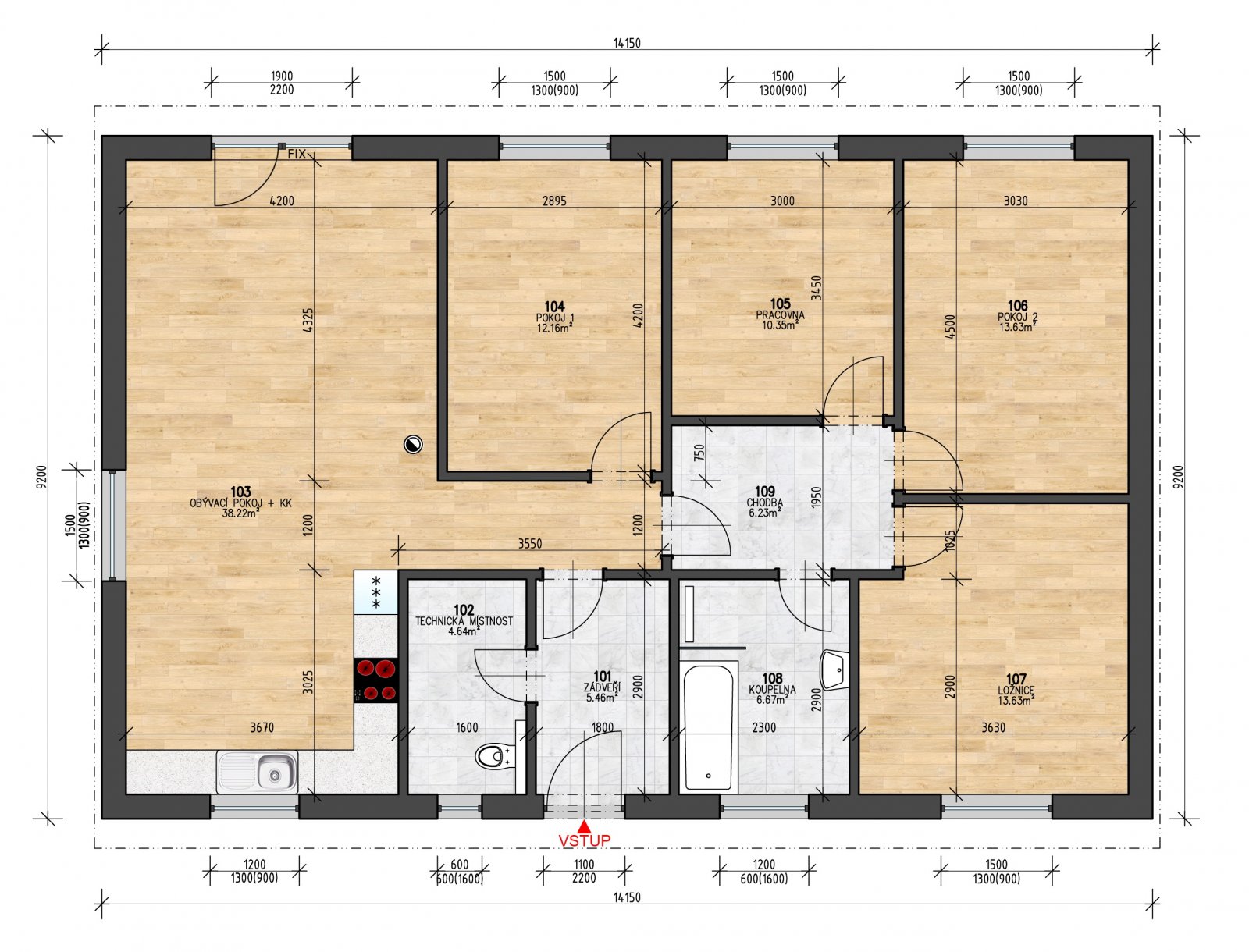 Plán domu BUNGALOV 111