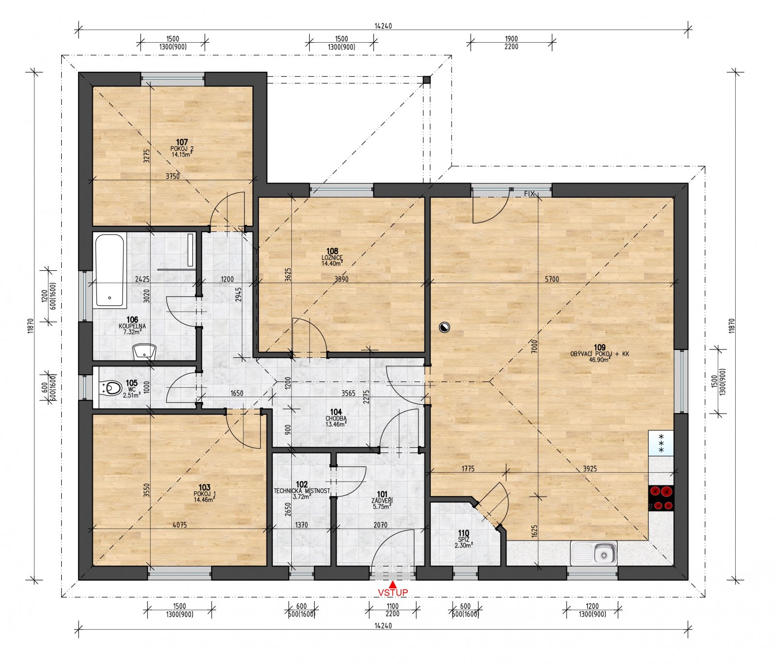 Plán domu BUNGALOV 125