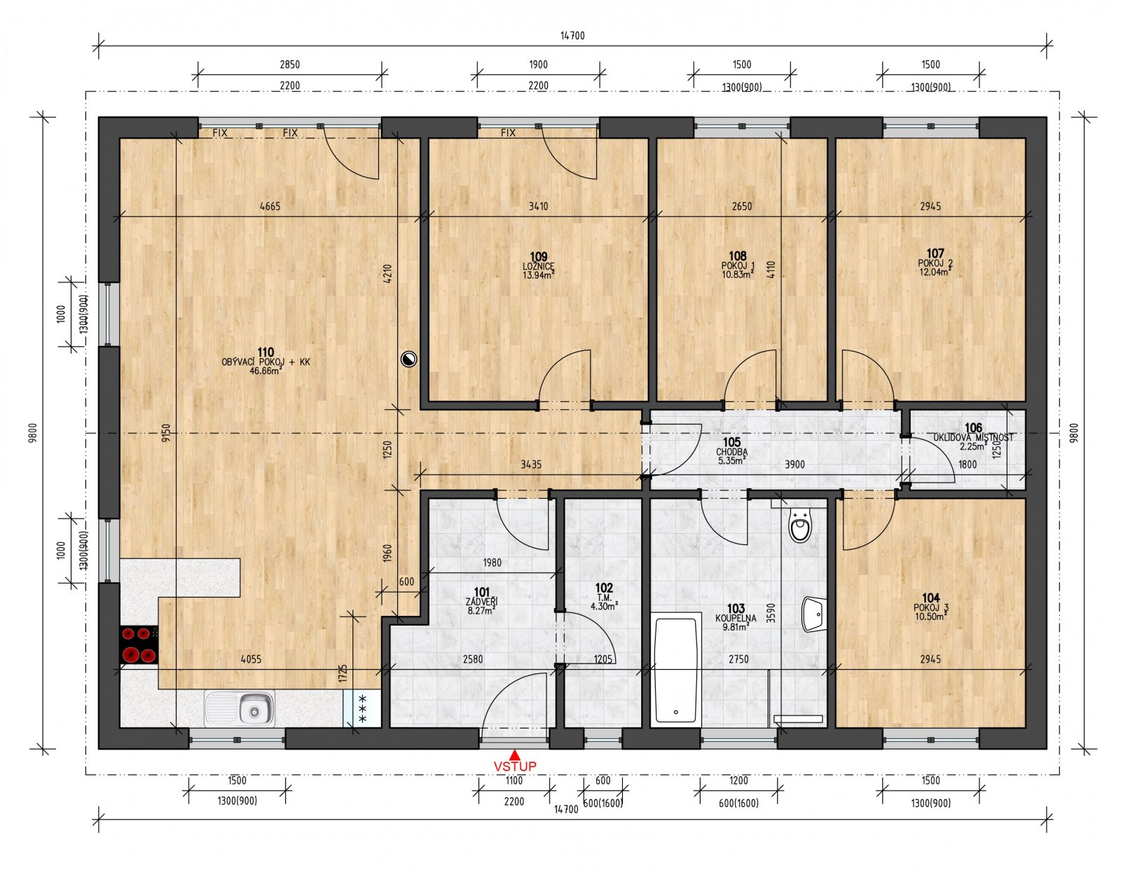 Plán domu BUNGALOV 124