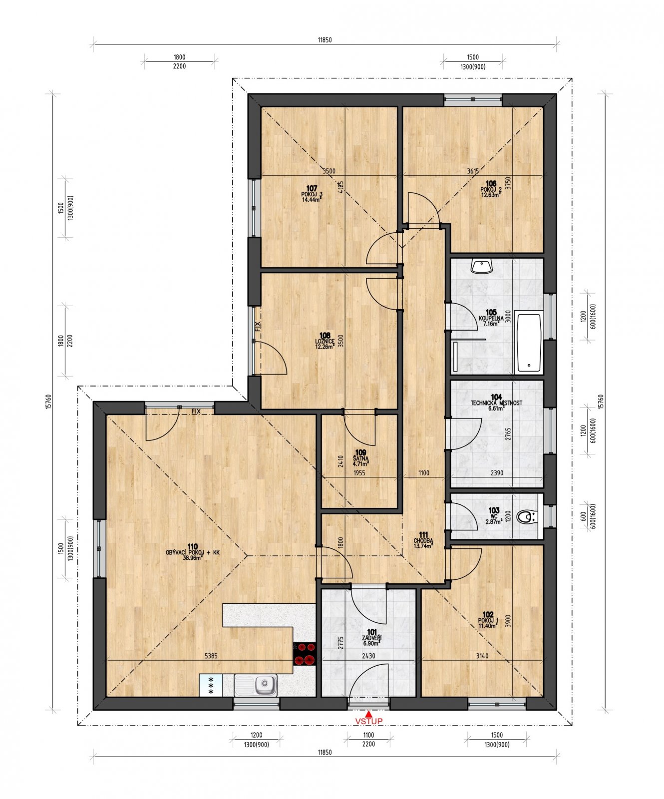 Plán domu BUNGALOV 132