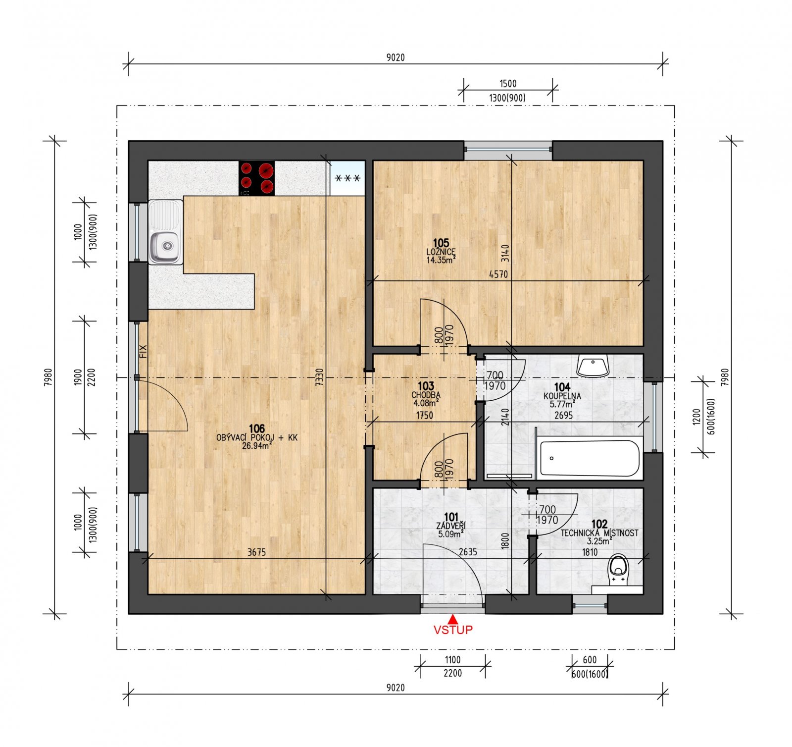 Plán domu BUNGALOV 60