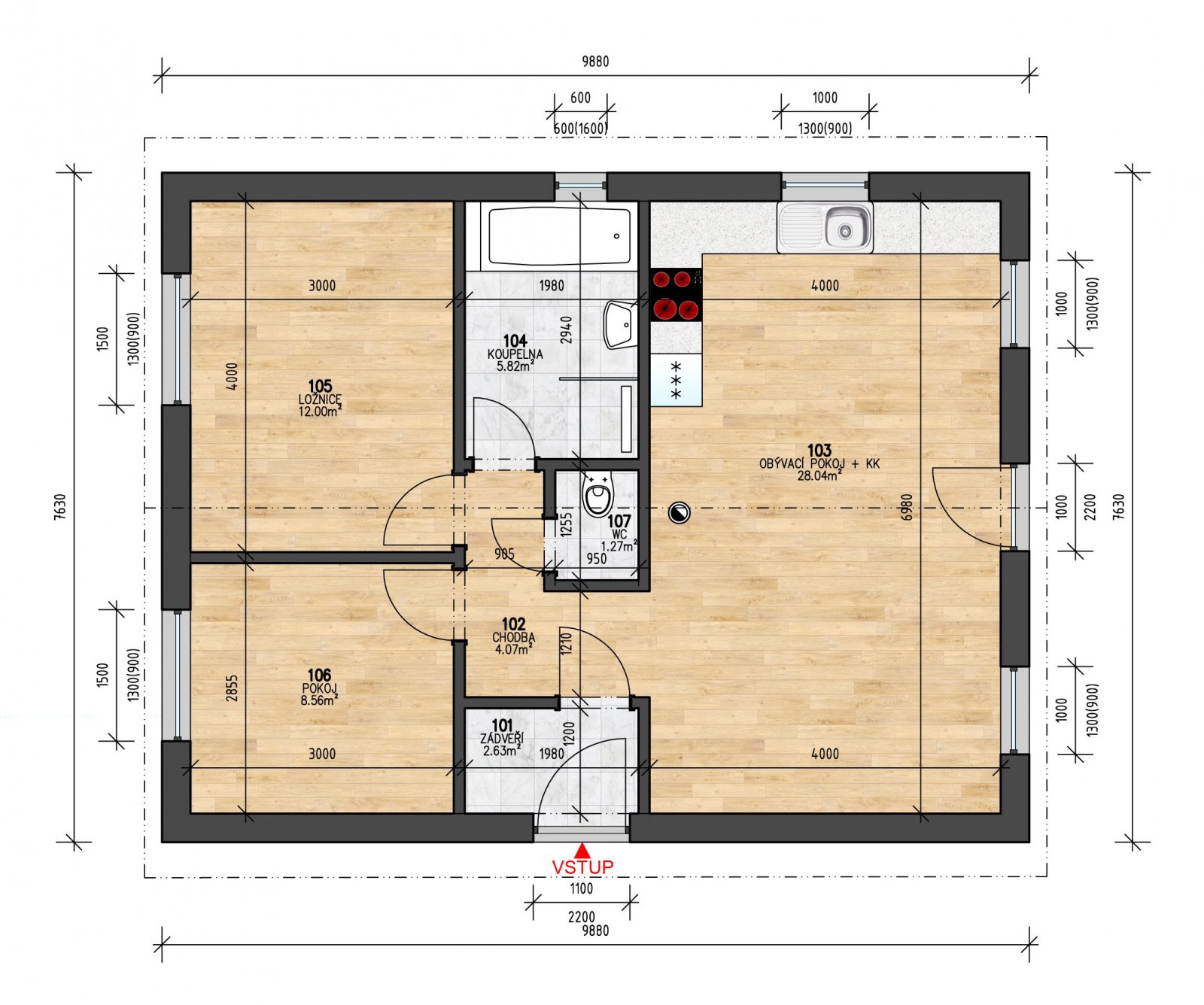Plán domu BUNGALOV 62