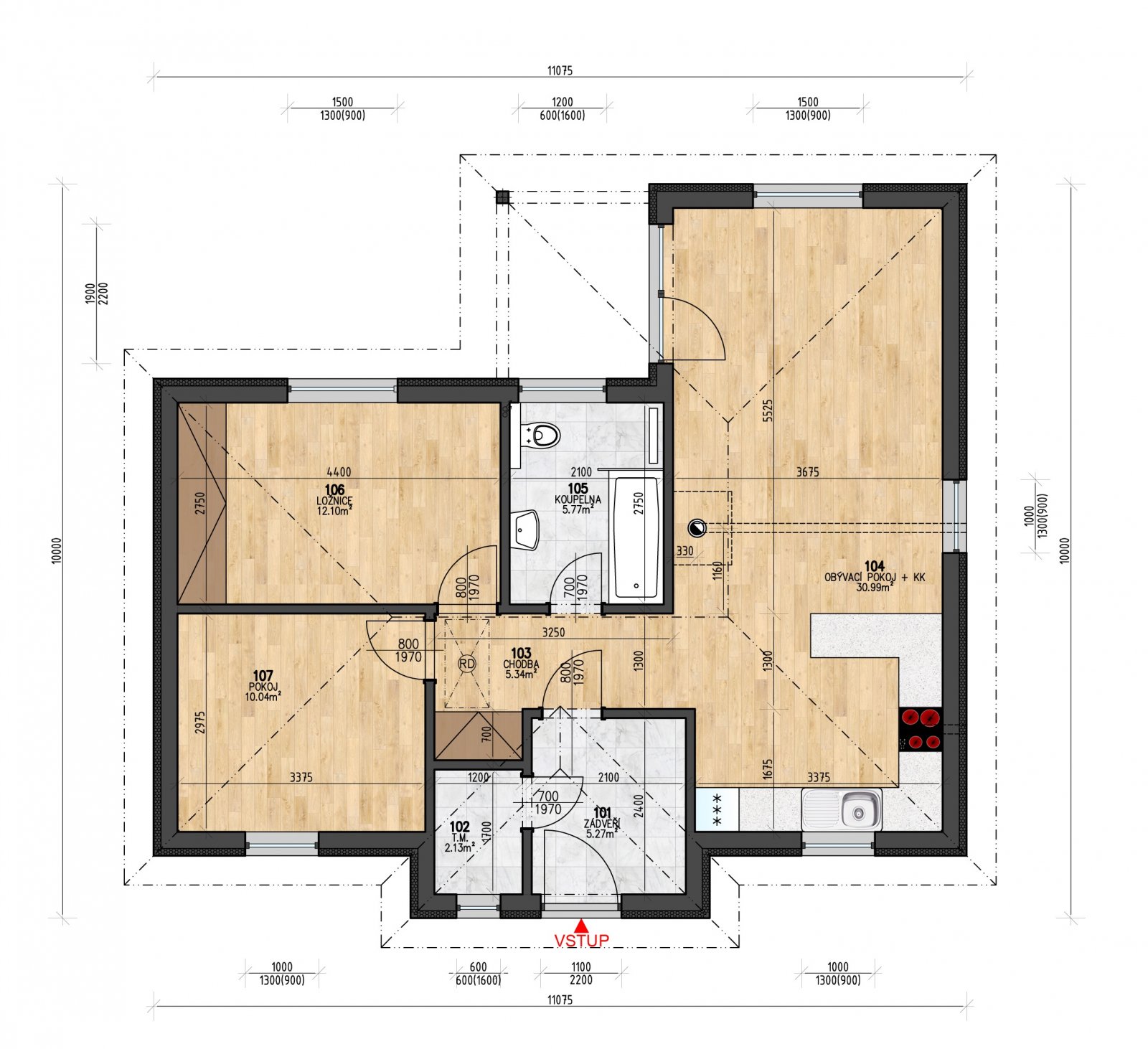 Plán domu BUNGALOV 71