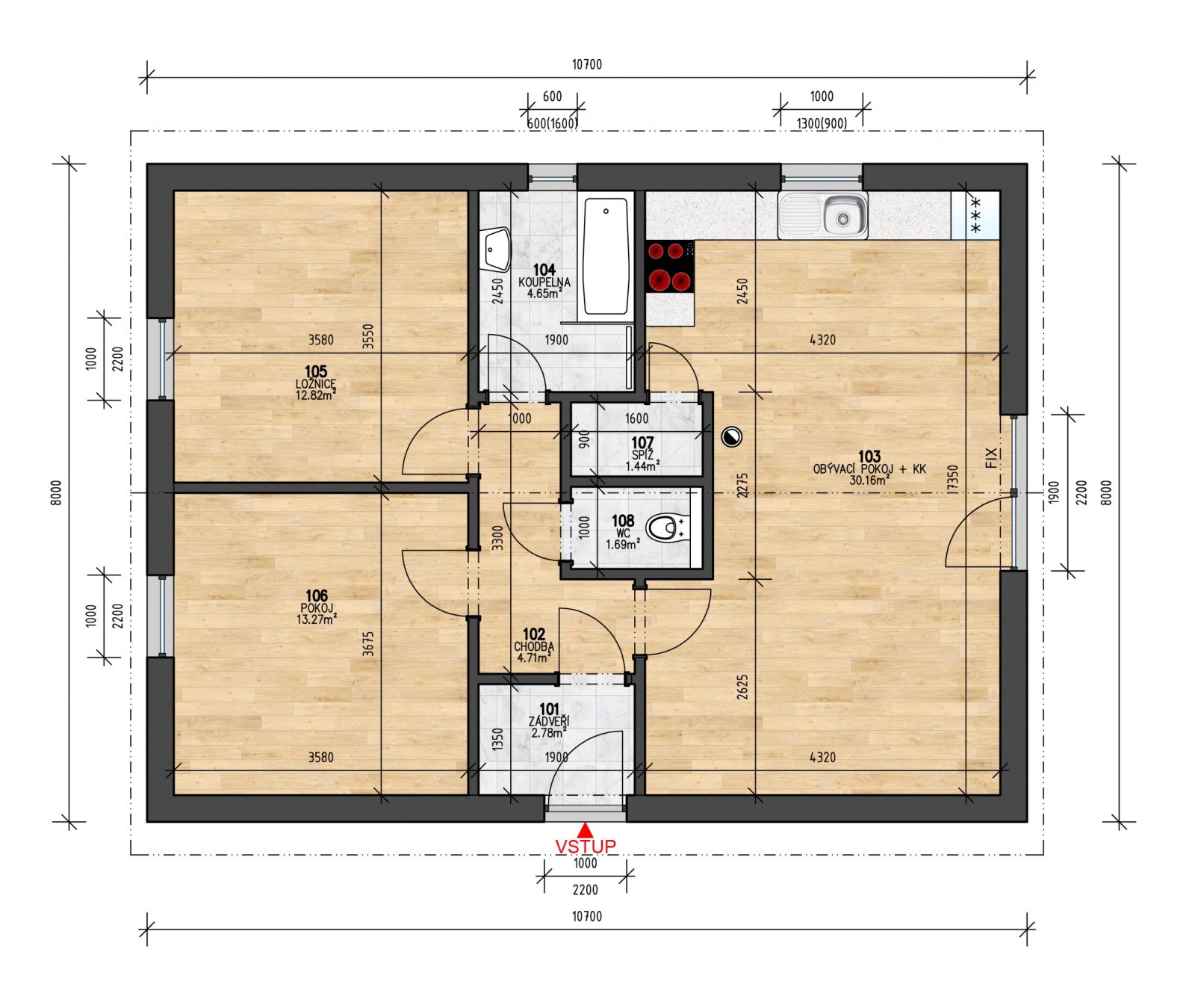 Plán domu BUNGALOV 72